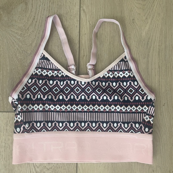 Kari Traa Sports Bra Pink Fairisle Size Small - Picture 1 of 2